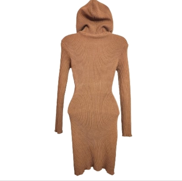 Shein Ribbed Knit Hoodie Sweater Dress Tan Medium - Picture 5 of 9
